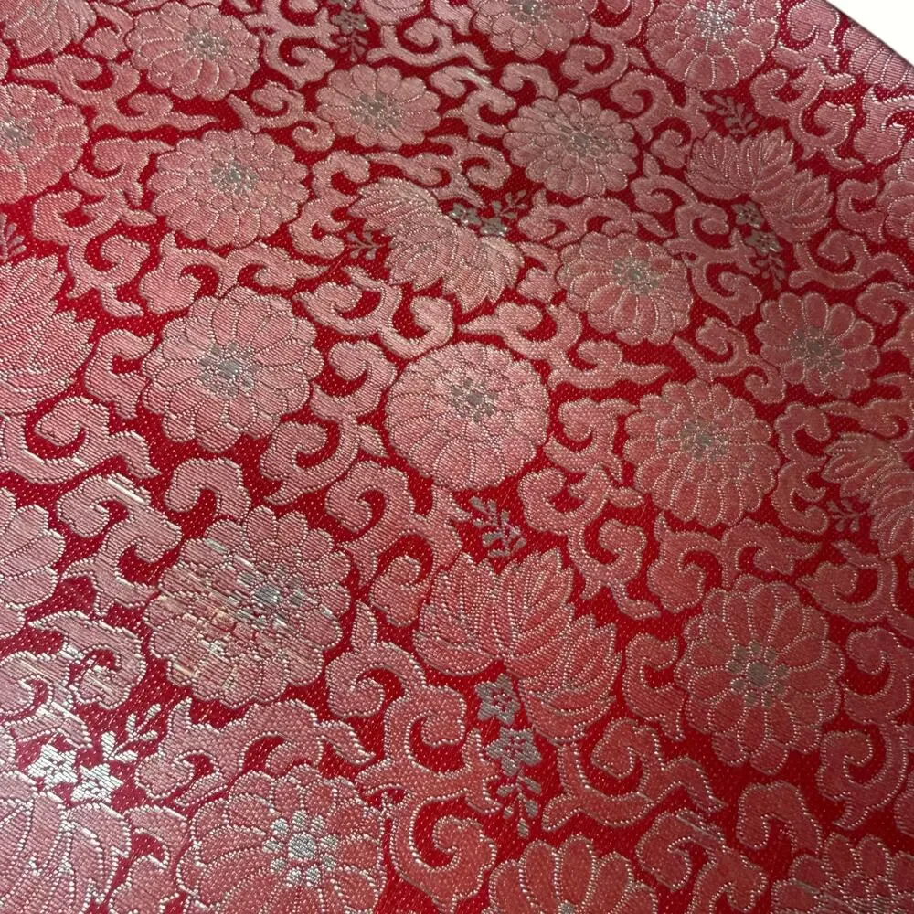 Vintage Silky Japan Red Gold Floral Brocade 12in Charger Platter Chinoiserie